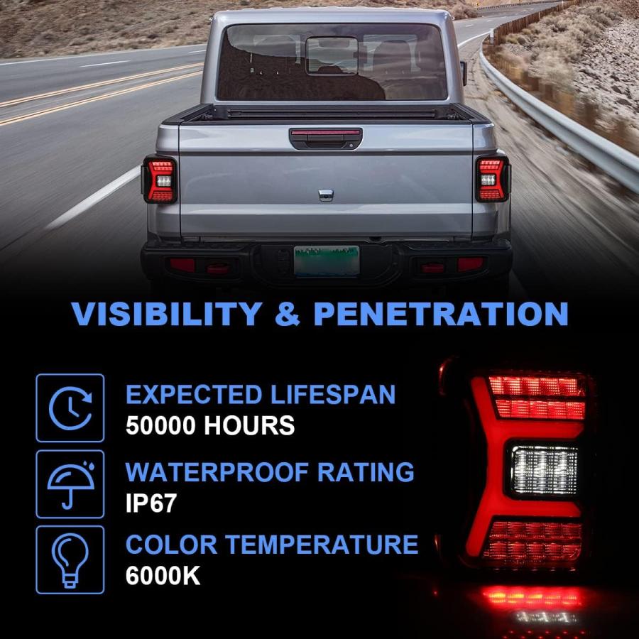 【並行輸入品】ROXX LEDテールライト 2019-2022 Jeep Gladiator JT 19-22 Jeep Gladiator LEDの画像