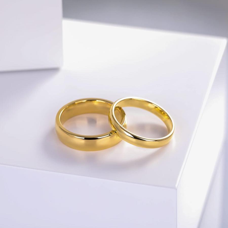 【並行輸入品】LAANSRER 2mm 4mm チタンリング レディース メンズ ドーム型 高光沢 結婚指輪 シルバー/ゴールド 快適フィット サイズの画像