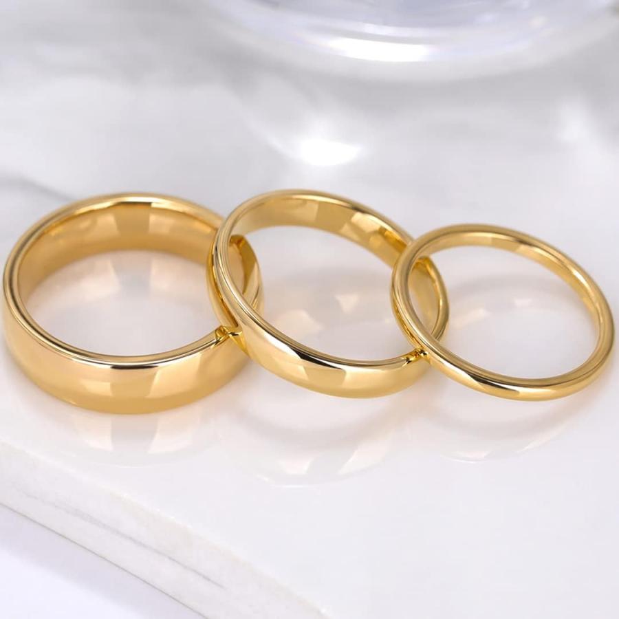 【並行輸入品】LAANSRER 2mm 4mm チタンリング レディース メンズ ドーム型 高光沢 結婚指輪 シルバー/ゴールド 快適フィット サイズの画像