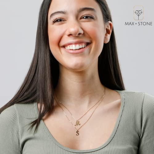 【並行輸入品】MAX + STONE 10K ソリッドホワイトまたはイエローゴールド 上品なスクリプト イニシャル 拡張可能ネックレス 16+2_4