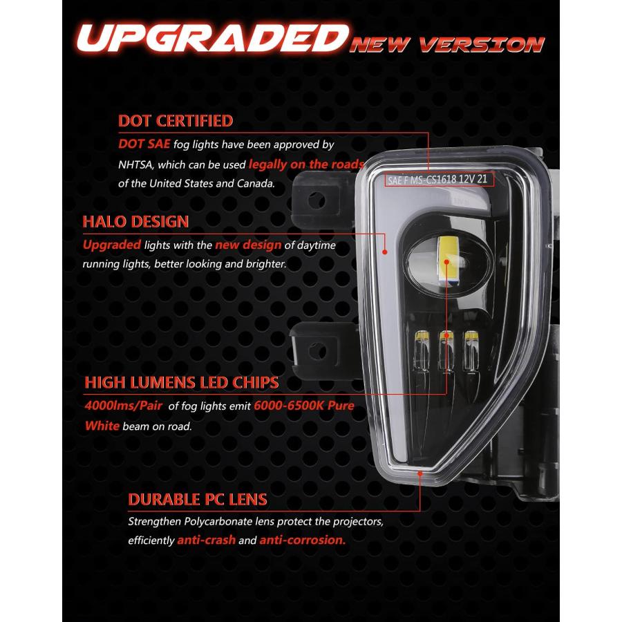 【並行輸入品】4X4FLSTC LEDフォグライトアセンブリ DOT承認 DRLヘイロー デイタイムランニングライト 2016 2017 2018 シの画像
