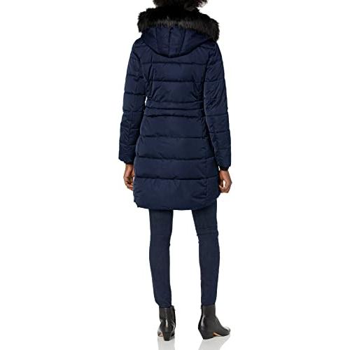【並行輸入品】TAHARI Women's Puffer Jacket with Faux Fur Trimmed Hood, Galaxy,の画像