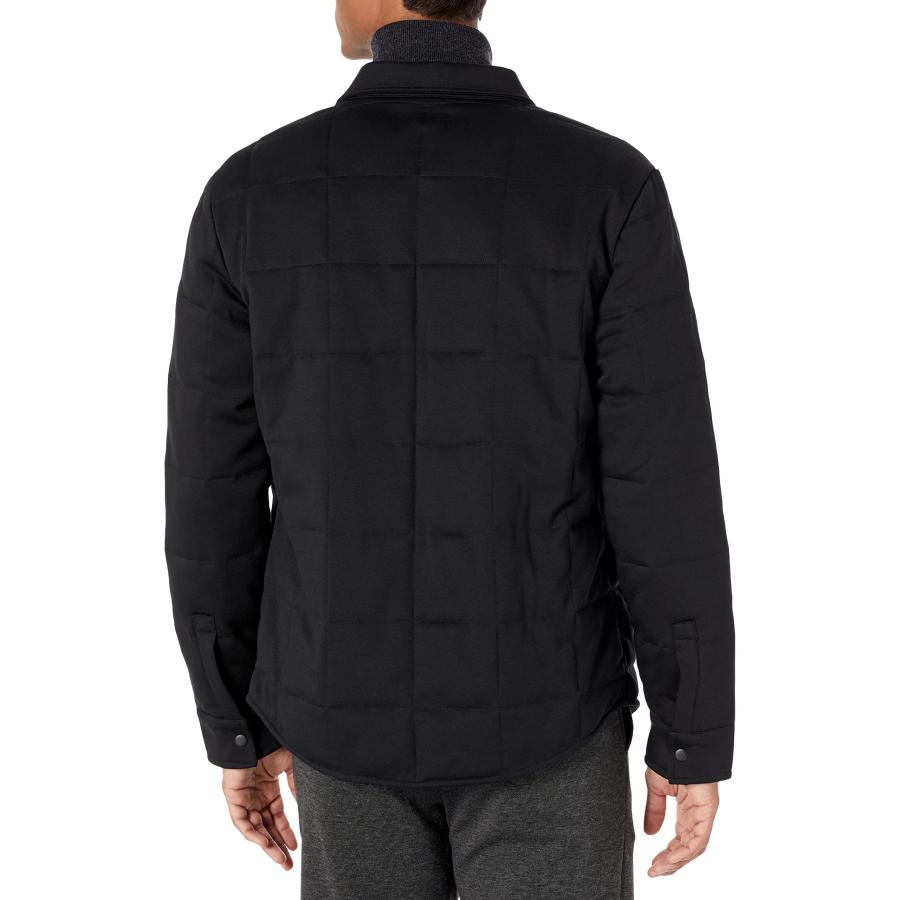 【並行輸入品】Vince Men's Quilted Mixed Media Shirt Jacket, Black, Mediumの画像