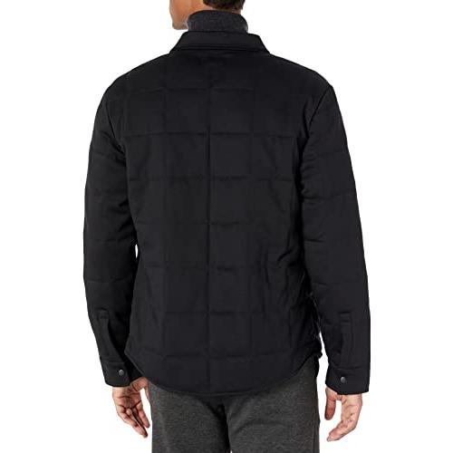 【並行輸入品】Vince Men's Quilted Mixed Media Shirt Jacket, Black, Mediumの画像