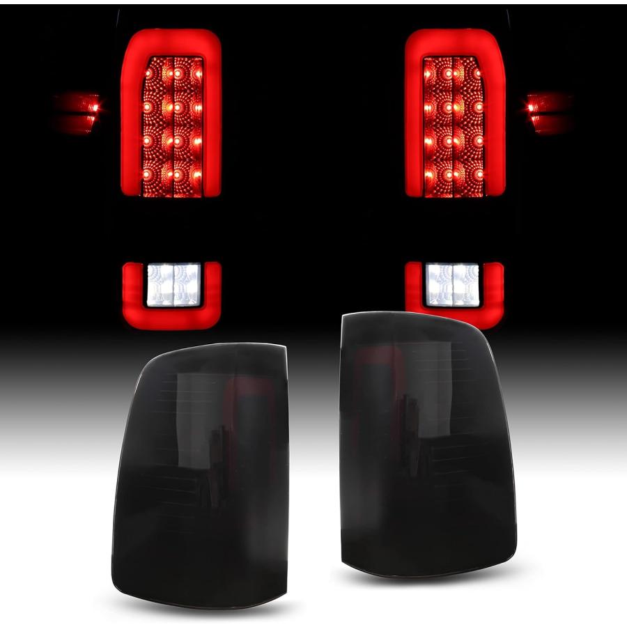 【並行輸入品】KEWISAUTO アップグレードフルLEDテールライト Dodge RAM 2009-2018用 スモークブラック LED テールライ_5