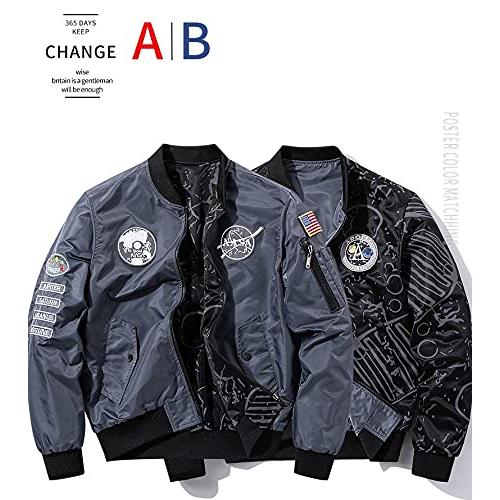 【並行輸入品】CORIRESHA?Reversible?NASA?Bomber?Jacket?with?Embroidery?Badgesの画像
