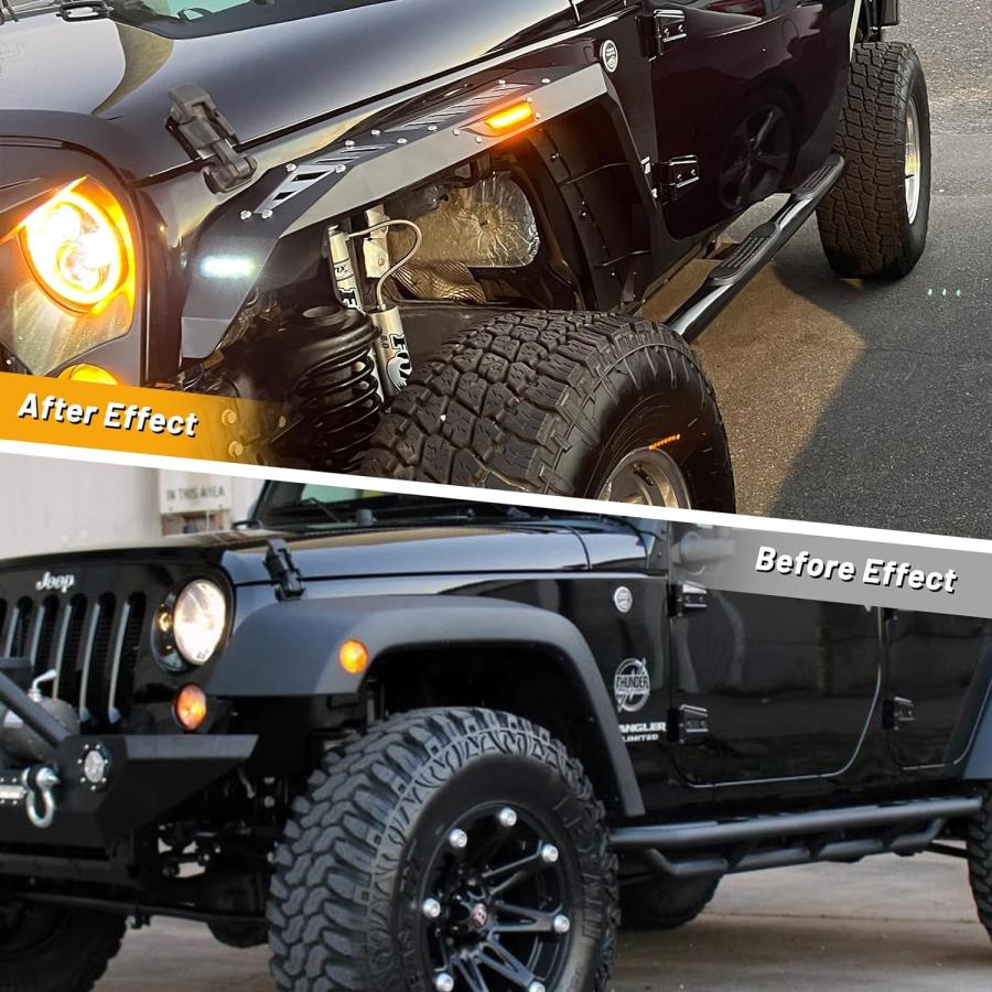 【並行輸入品】WOLFSTORM フェンダー フレア 2007-2017 Jeep Wrangler JK 4ドア用 LED DRLライト LEDシー