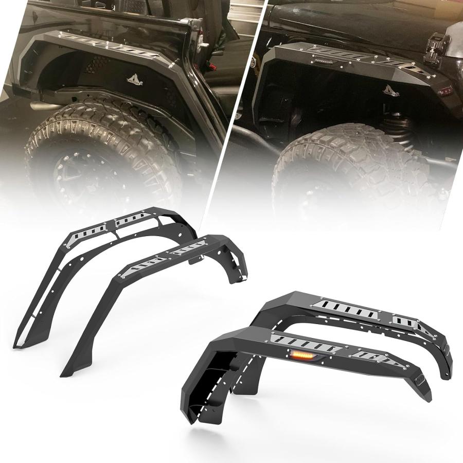 【並行輸入品】WOLFSTORM フェンダー フレア 2007-2017 Jeep Wrangler JK 4ドア用 LED DRLライト LEDシー