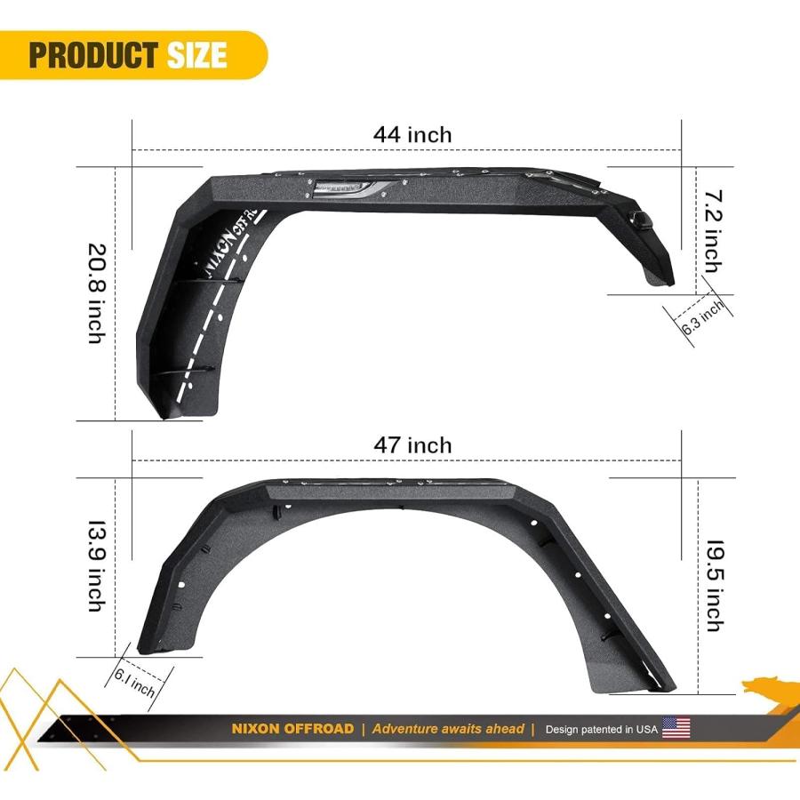 【並行輸入品】WOLFSTORM フェンダー フレア 2007-2017 Jeep Wrangler JK 4ドア用 LED DRLライト LEDシー