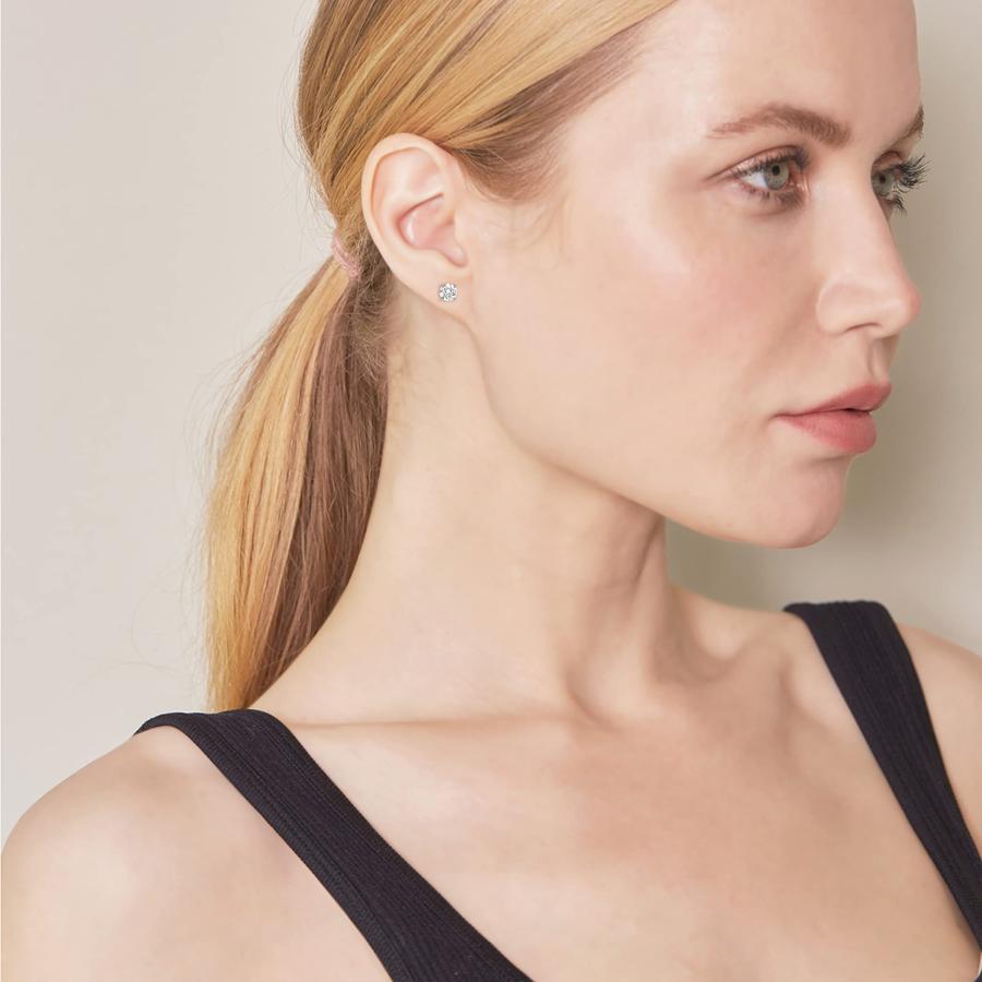【並行輸入品】La4ve Diamonds 0.25~2.00カラットダイヤモンド 14K ホワイトゴールド ラウンドカット ソリティア スタッの画像