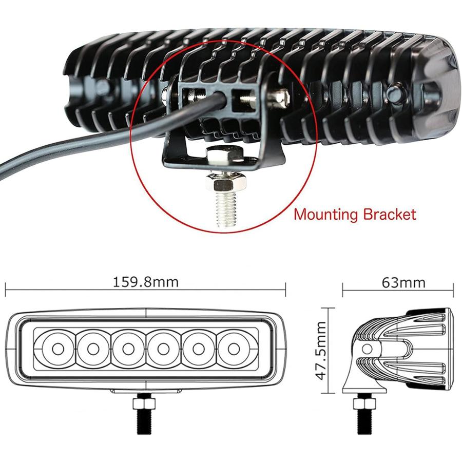 【並行輸入品】Yellow Amber Orange Led Fog Pod Light Bar 18W Spot Driving Cube Lighの画像