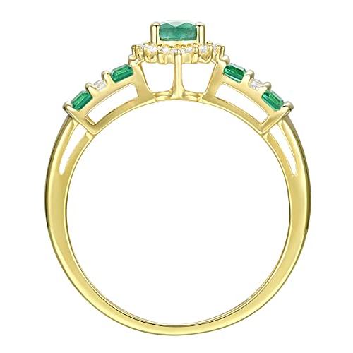 【並行輸入品】Tirafina 本物の宝石 ダイヤモンドリング 本物の宝石とダイヤモンドの交互デザイン 中央の石 ダイヤモンドの光輪に囲まれていの画像