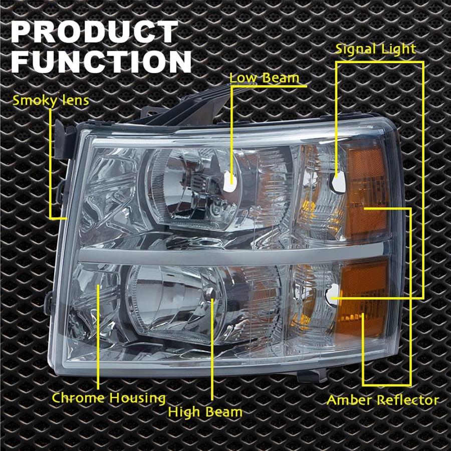 【並行輸入品】CNNELL Headlight Assembly Compatible with Chevy Silverado 1500 2007-の画像