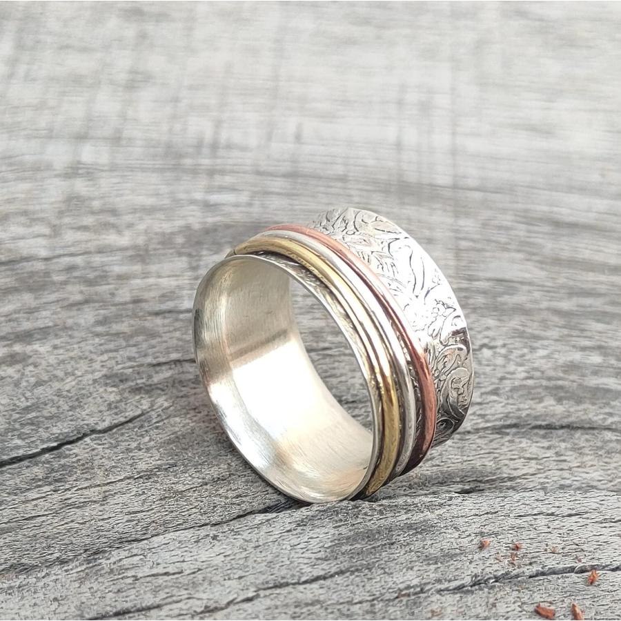 【並行輸入品】Silver Empire 925 Sterling Silver Ring Silver Band Fidget Ring Wor_2