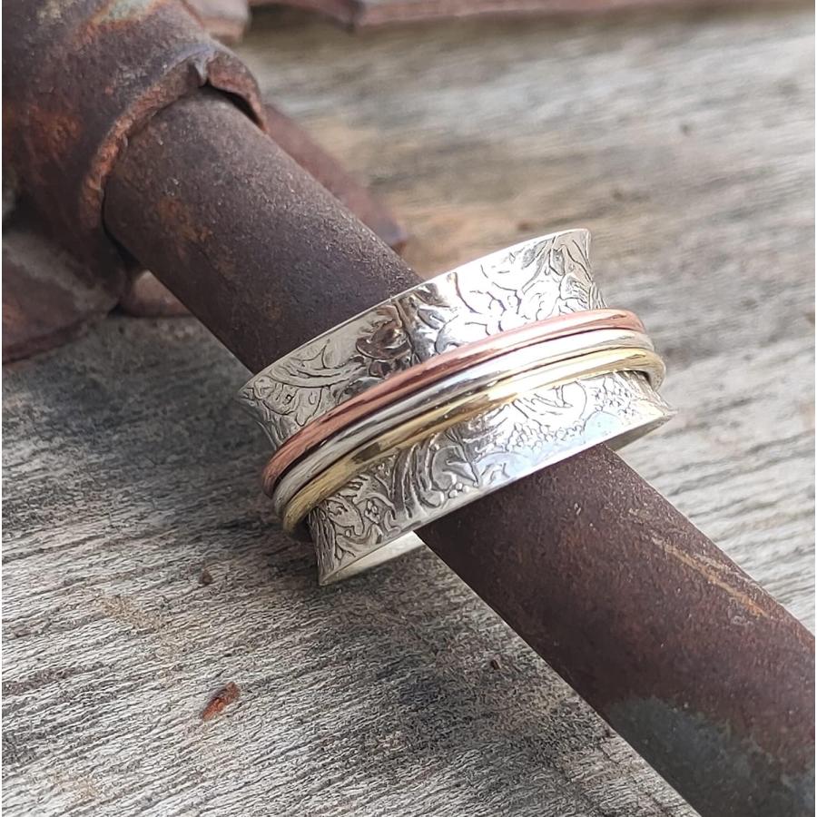 【並行輸入品】Silver Empire 925 Sterling Silver Ring Silver Band Fidget Ring Wor_7
