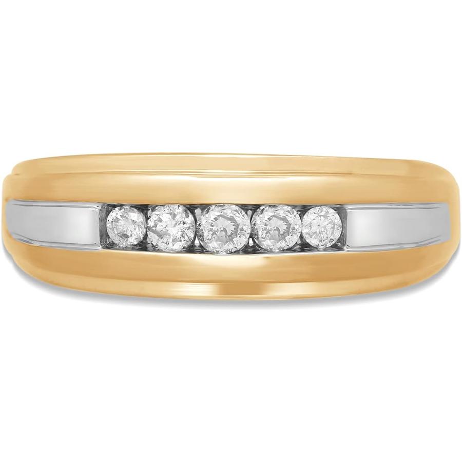 【並行輸入品】Jewelili 10K イエローゴールド 1/4カラット 天然ホワイトラウンドダイヤモンド メンズリング サイズ10の画像