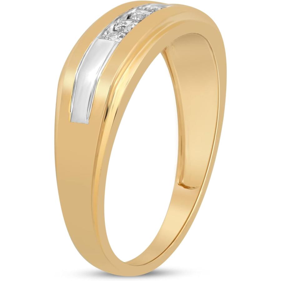 【並行輸入品】Jewelili 10K イエローゴールド 1/4カラット 天然ホワイトラウンドダイヤモンド メンズリング サイズ10の画像