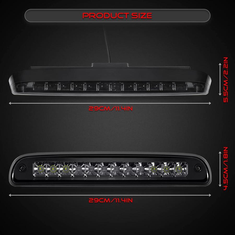 【並行輸入品】Haitzu LEDスモークレンズ クロムハウジングテール ハイマウント 3番目のサードブレーキライト カーゴランプ 防水 交換用 フォの画像