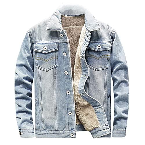 【並行輸入品】Men's Classic Denim Trucker Jacket Outwear Plus Velvet Casual Loの画像