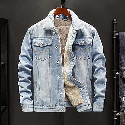 【並行輸入品】Men's Classic Denim Trucker Jacket Outwear Plus Velvet Casual Loの画像