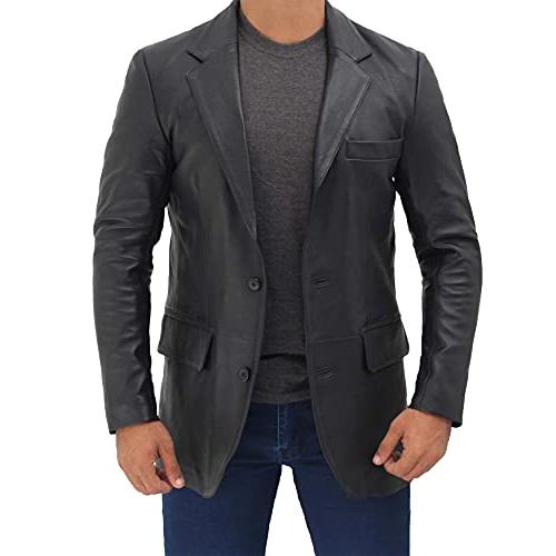 【並行輸入品】Decrum Mens Blazer Leather Jacket   Mens Leather Coat Lambskin Lの画像