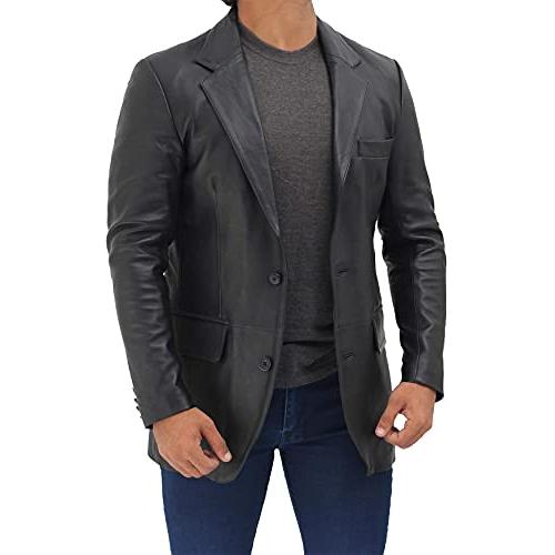 【並行輸入品】Decrum Mens Blazer Leather Jacket   Mens Leather Coat Lambskin Lの画像