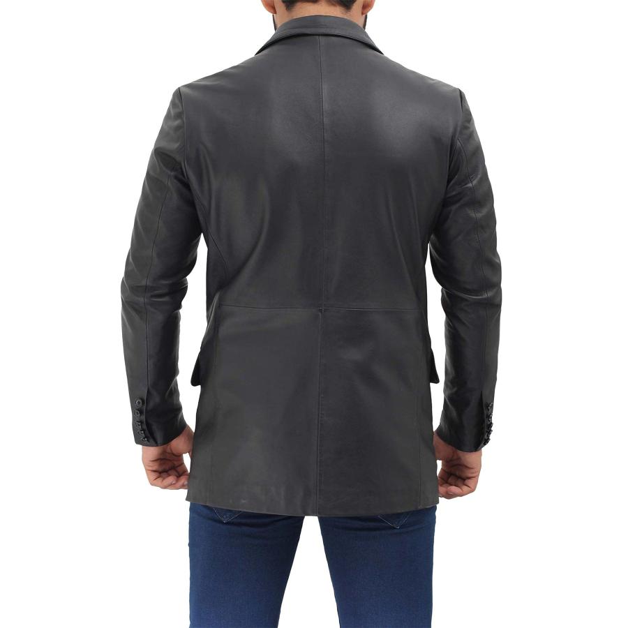 【並行輸入品】Decrum Mens Blazer Leather Jacket   Mens Leather Coat Lambskin Lの画像