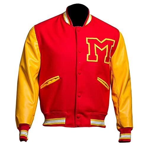 【並行輸入品】MJ Thriller Bomber Varsity M Logo Letterman Red Jacket For Mensの画像