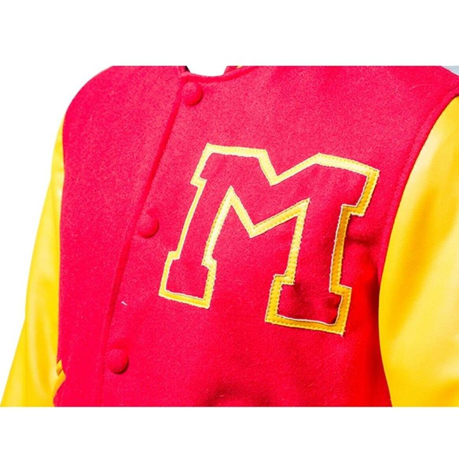 【並行輸入品】MJ Thriller Bomber Varsity M Logo Letterman Red Jacket For Mensの画像