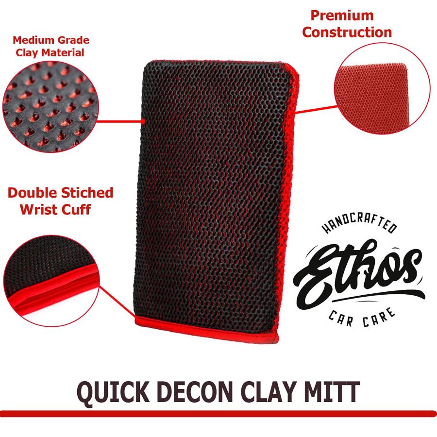 Ethos Clay Mitt - Quick Decon Clay Mitt for Car Detailing Wash Mitt Auto Detailing Quickly Eraser Mitt for Car Detailing and Polishing Clay Bar Tool｜good-face｜05