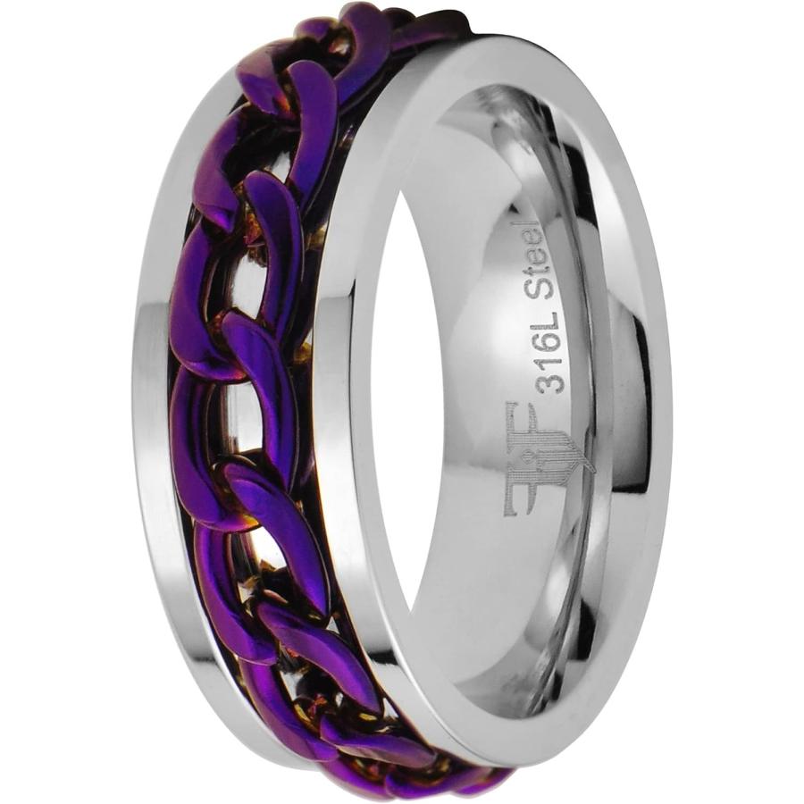 【並行輸入品】Fantasy Forge Jewelry パープルチェーン スピナーリング レディース メンズ ステンレススチール 瞑想 抗不安 バンの画像
