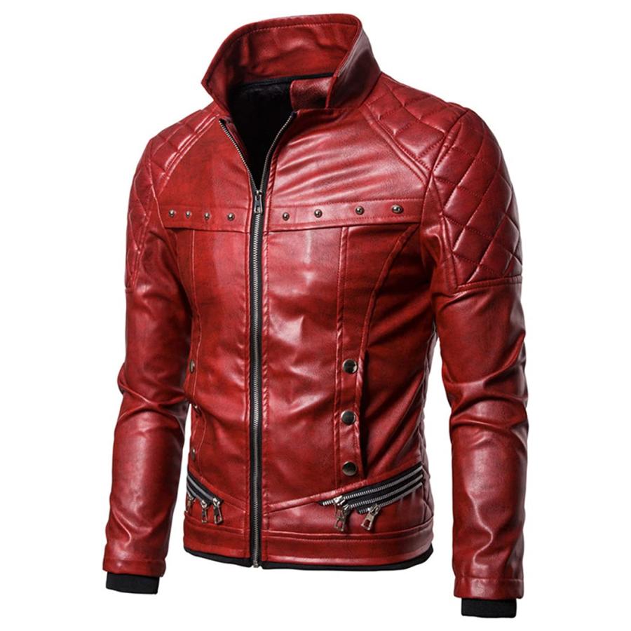 【並行輸入品】JHDESSLY Autumn and winter Men's punk detachable fur collar riveの画像