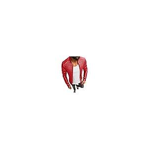 【並行輸入品】FIN86 Men’s Motorcycle Bomber Jacket Casual Faux Leather Zipperの画像