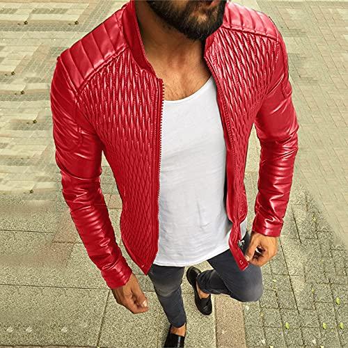 【並行輸入品】FIN86 Men’s Motorcycle Bomber Jacket Casual Faux Leather Zipperの画像