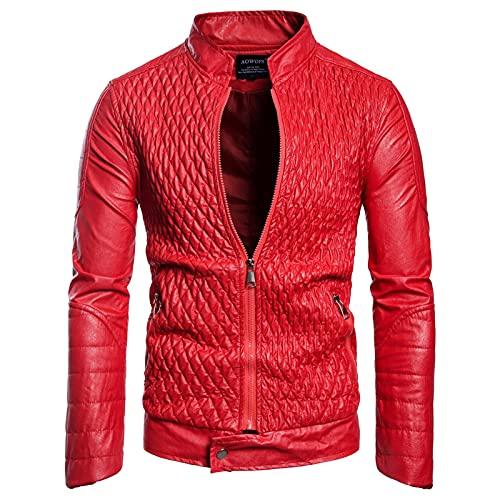 【並行輸入品】FIN86 Men’s Motorcycle Bomber Jacket Casual Faux Leather Zipperの画像