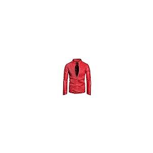 【並行輸入品】FIN86 Men’s Motorcycle Bomber Jacket Casual Faux Leather Zipperの画像