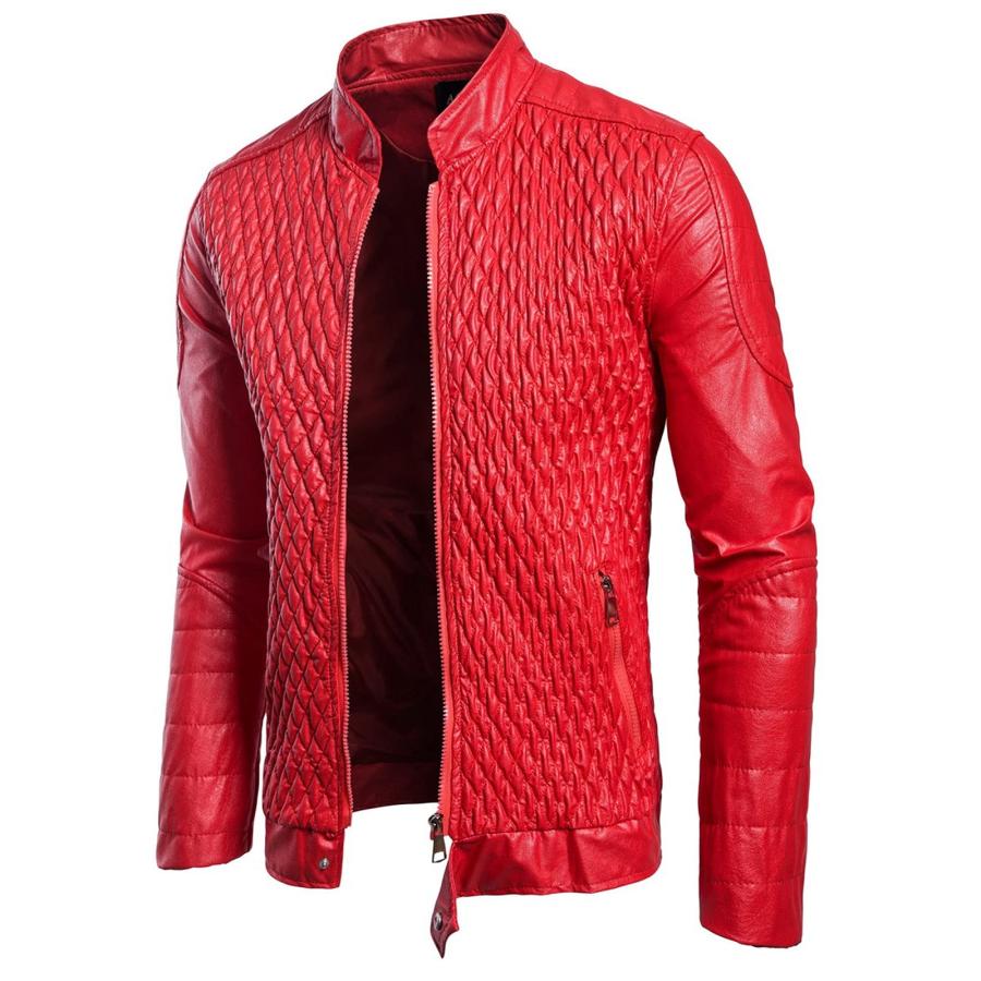 【並行輸入品】FIN86 Men’s Motorcycle Bomber Jacket Casual Faux Leather Zipperの画像