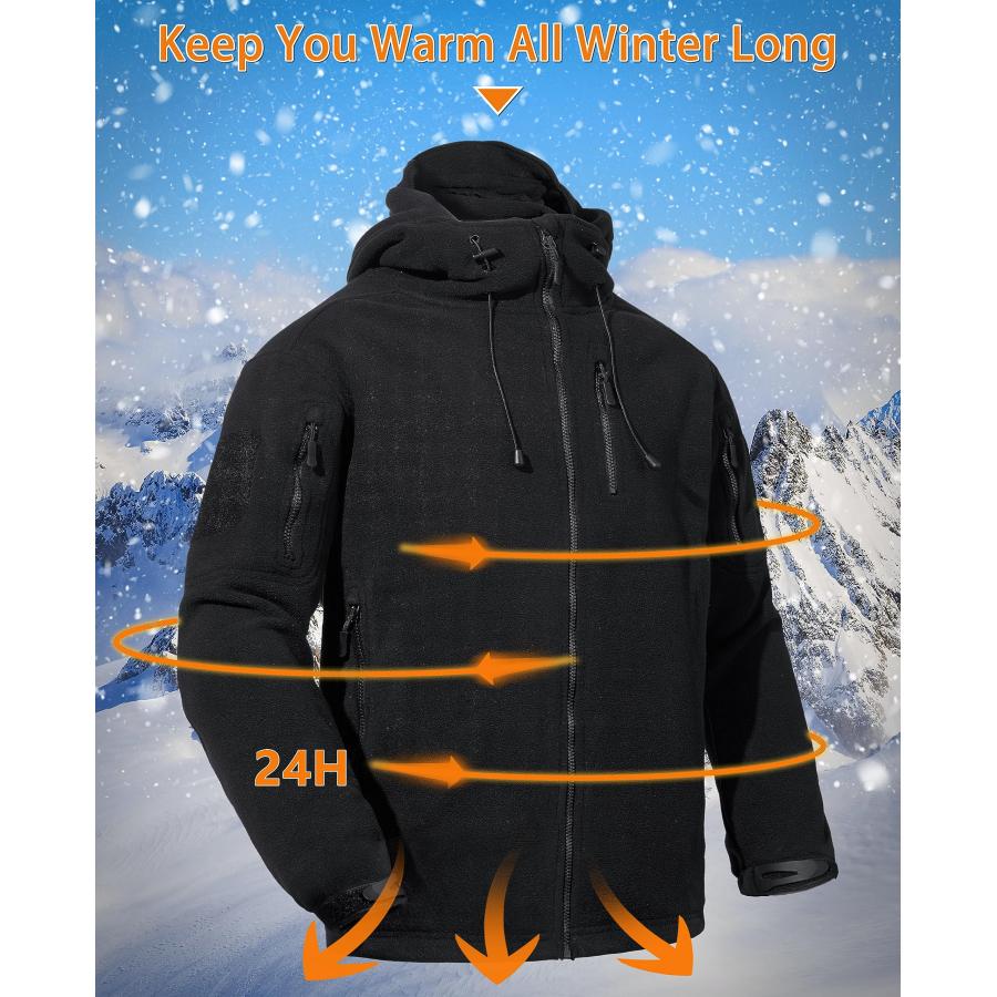 TACVASEN Men's Tactical Jackets Hooded Winter Fleece Hiking Coat 並行輸入品｜good-face｜07