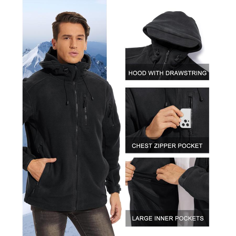 TACVASEN Men's Tactical Jackets Hooded Winter Fleece Hiking Coat 並行輸入品｜good-face｜10