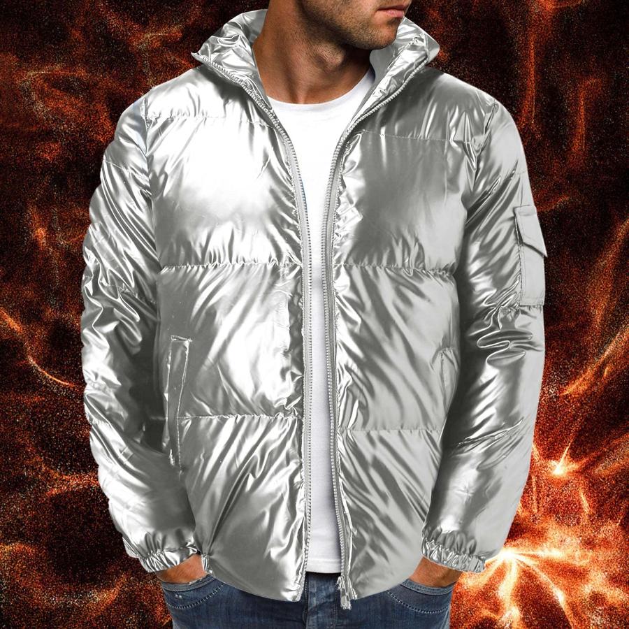 【並行輸入品】DZQUY Men's Plus Size Hooded Winter Coat Warm Puffer Jacket Metaの画像