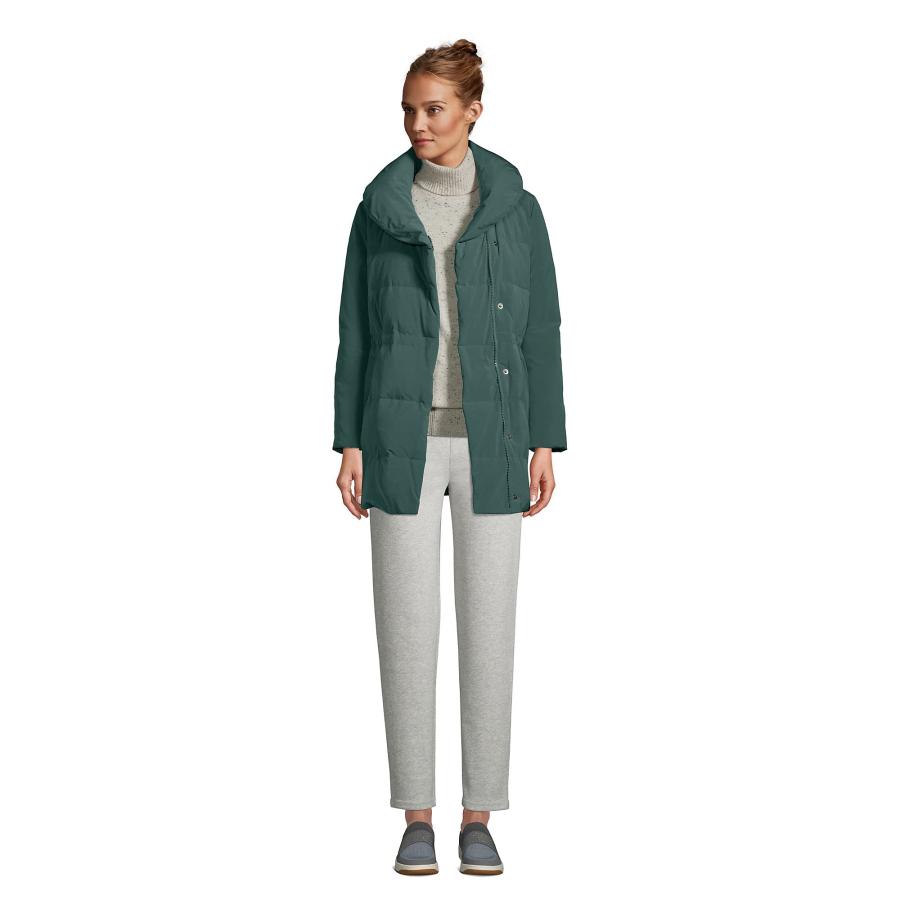 【並行輸入品】Lands' End Womens Stretch Quilted Wrap Down Coat Deep Woodland Gの画像