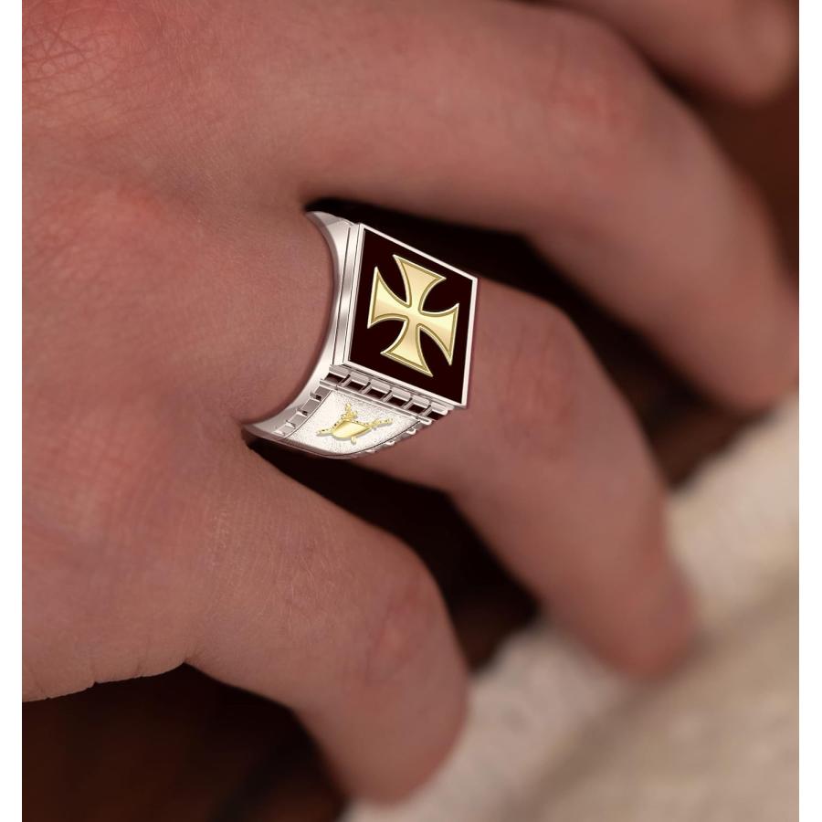【並行輸入品】US Jewels Masonic Customizable Men's 925 Sterling Silver Genuine Onyの画像