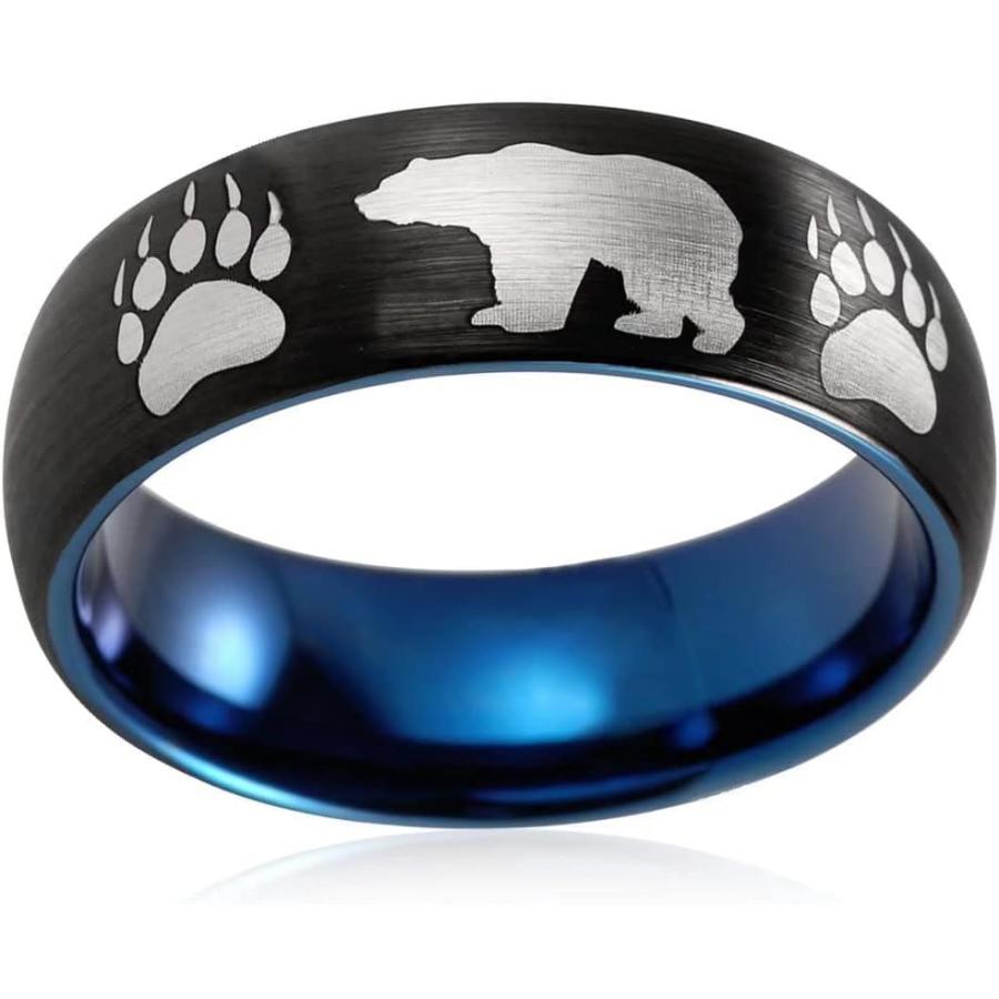 【並行輸入品】LWJYX Animal Bear Paw Ring Men's 8mm Black Domed Satin Finish Tungst_1
