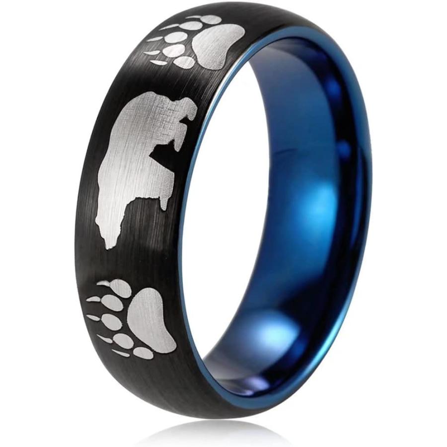 【並行輸入品】LWJYX Animal Bear Paw Ring Men's 8mm Black Domed Satin Finish Tungst_2