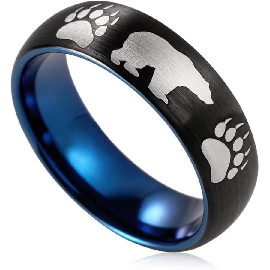 【並行輸入品】LWJYX Animal Bear Paw Ring Men's 8mm Black Domed Satin Finish Tungst_3