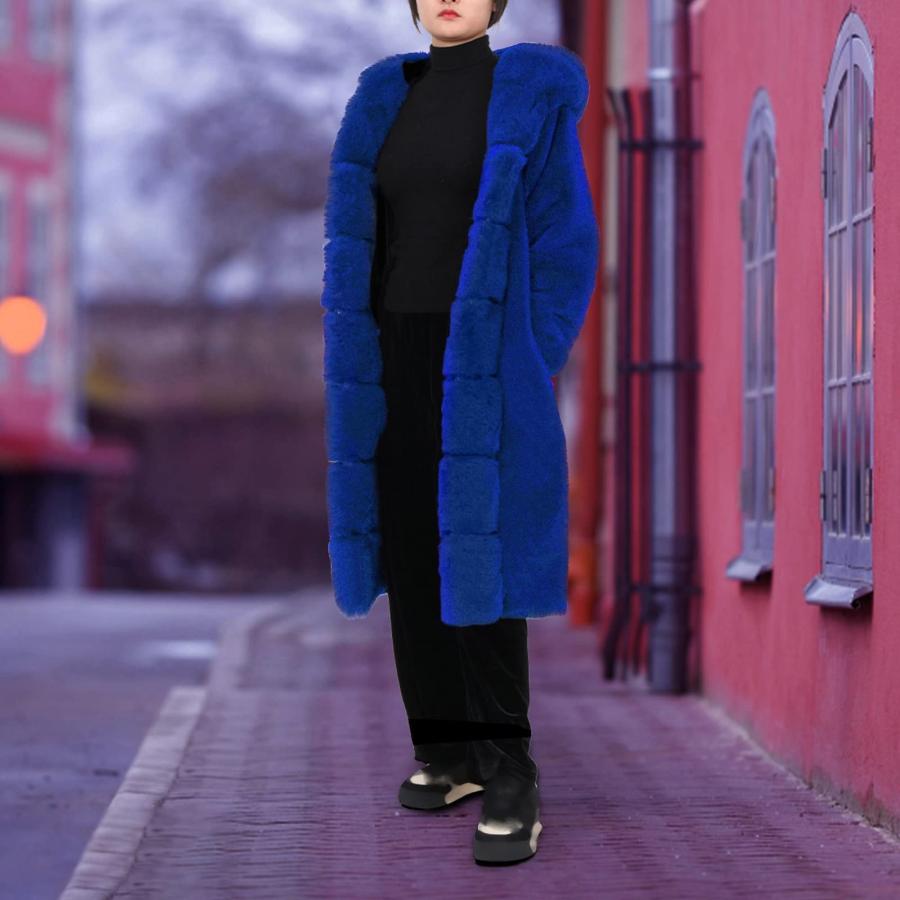 【並行輸入品】HTHLVMD Womens Thick Faux Fur Coat Big Hooded Parka Overcoat Winの画像
