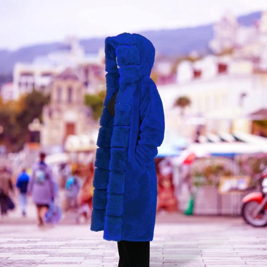 【並行輸入品】HTHLVMD Womens Thick Faux Fur Coat Big Hooded Parka Overcoat Winの画像