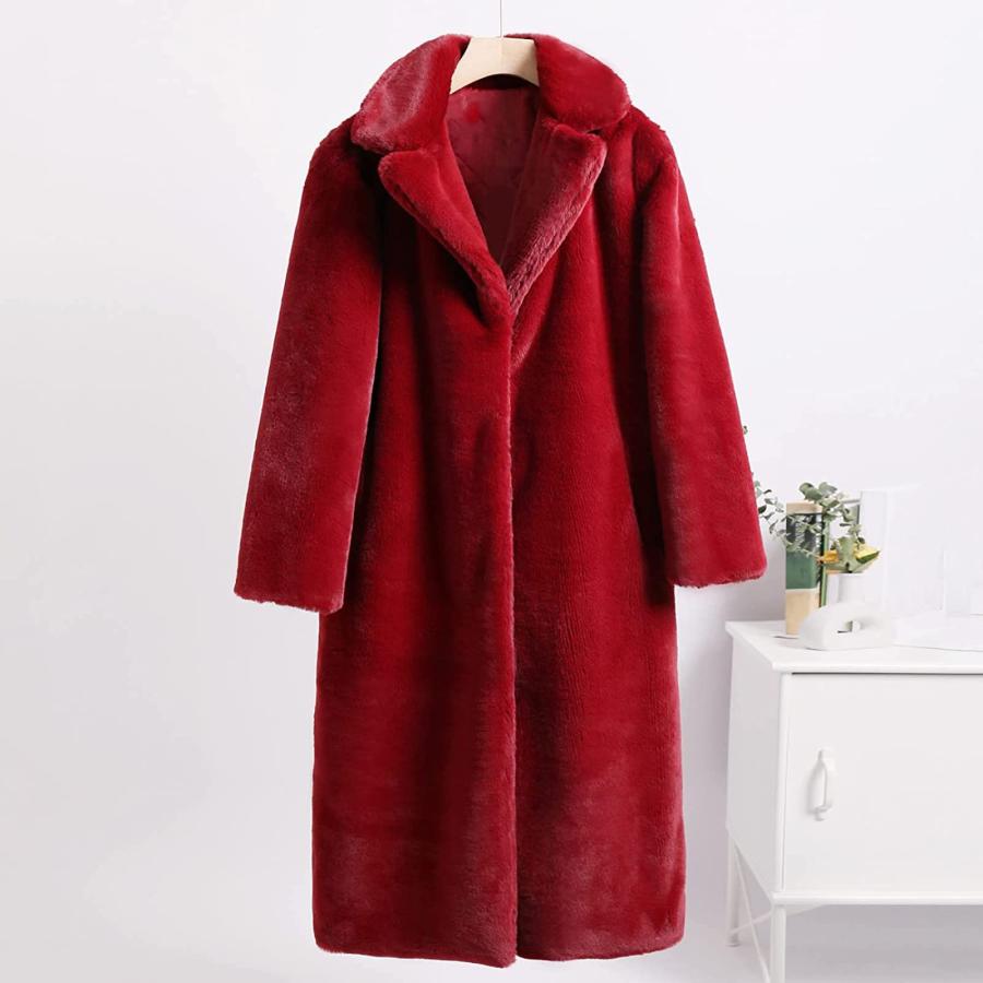 【並行輸入品】SHOPESSA Fleece Overcoat Women Turn Down Collar Outerwear Warm Fの画像