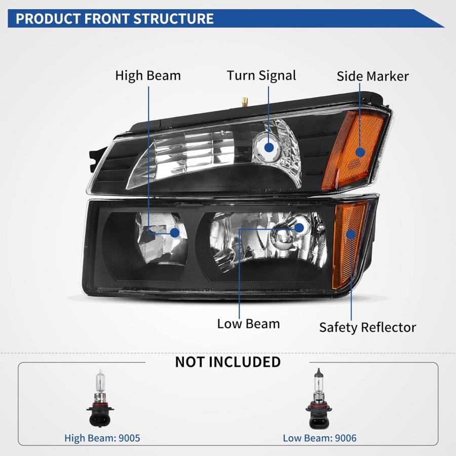 【並行輸入品】OEDRO ヘッドライトアセンブリ 2002 2003 2004 2005 2006 Chevy Avalanche ピックアップ ボデの画像