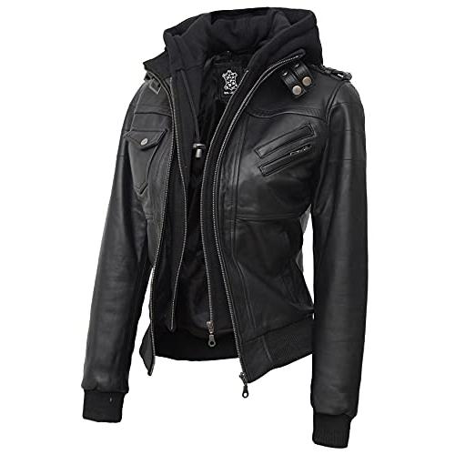 【並行輸入品】Blingsoul Leather Jacket Women with Hood | [1313624] Edinburgh Bの画像